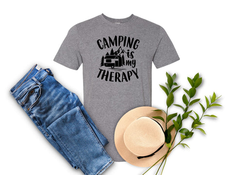 Camping Therapy Trailer/Black T-Shirt