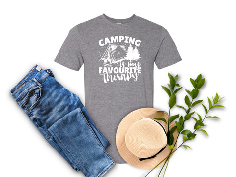 Camping Therapy Tent/White T-Shirt
