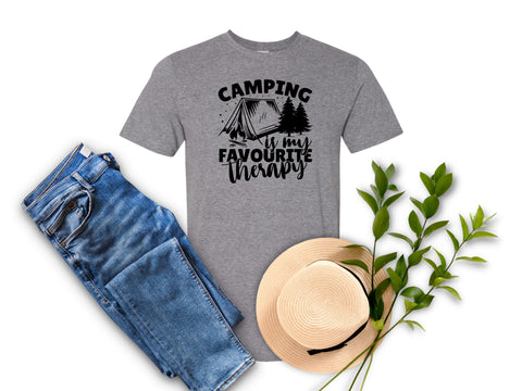 Camping Therapy Tent/Black T-Shirt