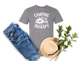 Camping Therapy Trailer/White T-Shirt