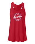 Ladies Land of the Free Home of the Brave Gathered Back Tank Top