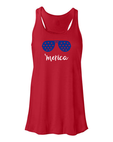 'Merica Ladies Gathered Back Tank Top