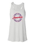 Ladies Land of the Free Home of the Brave Gathered Back Tank Top