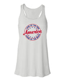 Ladies Land of the Free Home of the Brave Gathered Back Tank Top